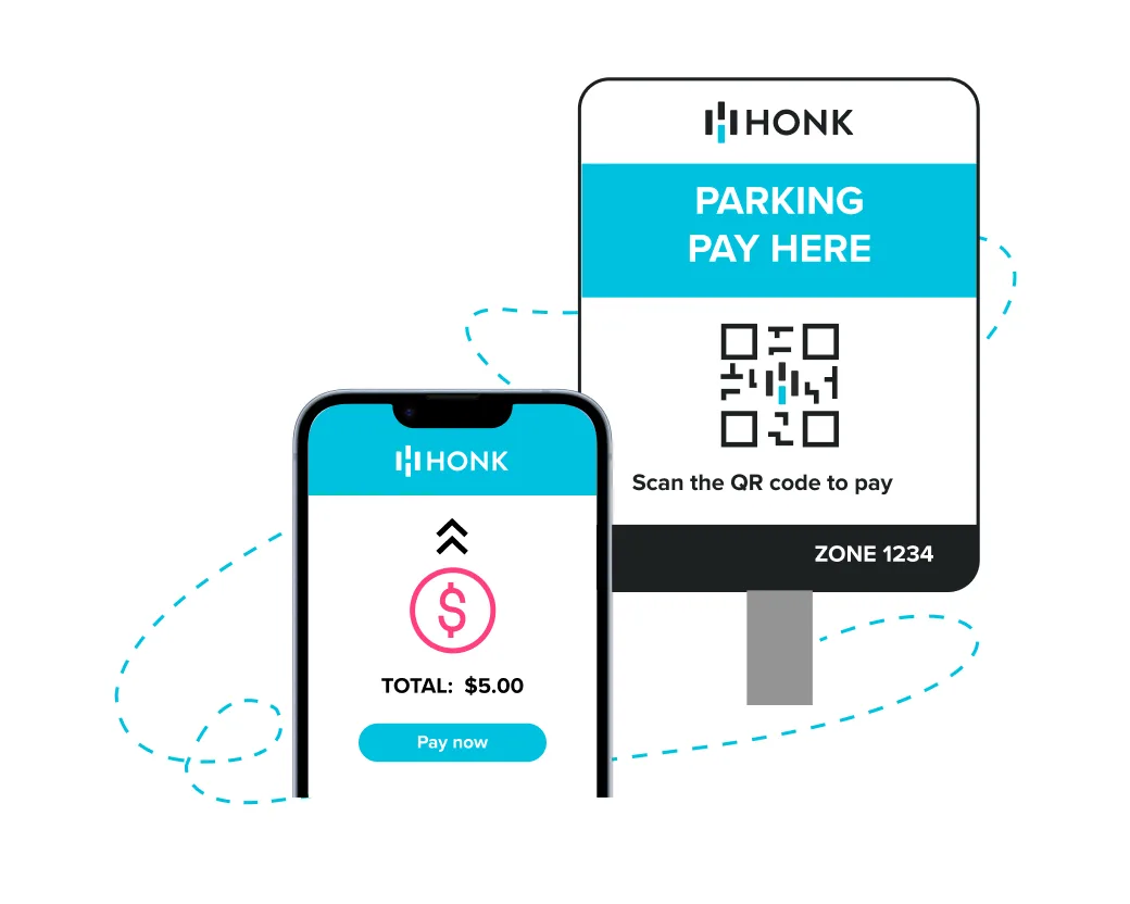 HONK app screen with a sign with a QR code highlighting the ease of use of the HONK app